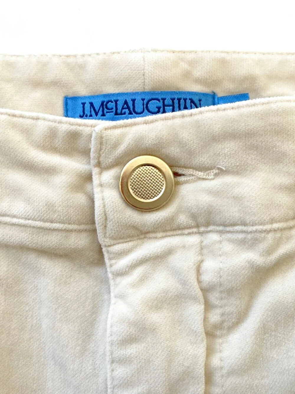 J.McLaughlin Milburn Ankle Kick Flare Velvet Pants Sz 6 Ivory Stretch